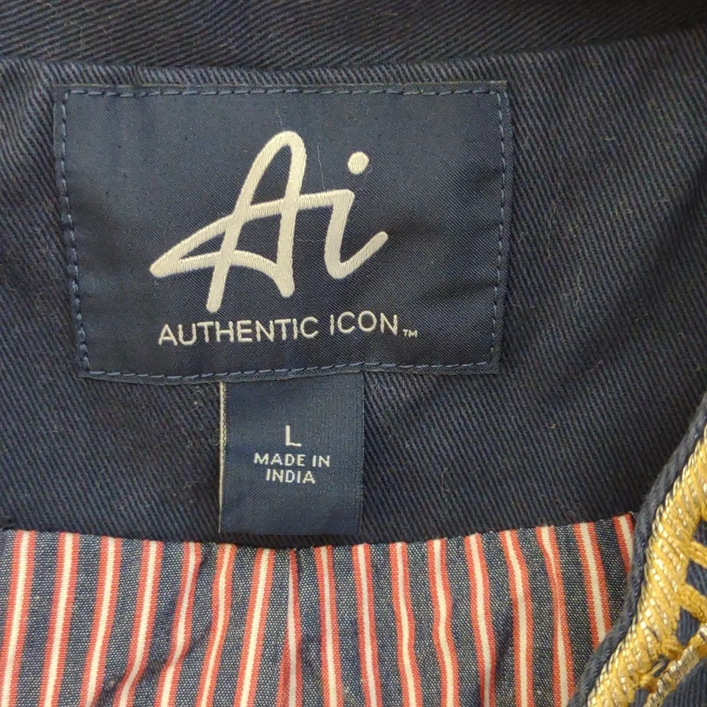 90s Cropped Hussar Jacket – Navy & Gold Statement Military Blazer - Picture 11 of 13